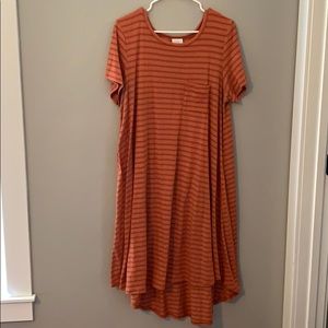 Lularoe Carly pumpkin horizontal stripes